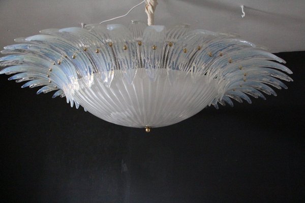 Iridescent and White Murano Glass Chandelier from Barovier & Toso, 1990s-YF-1408615