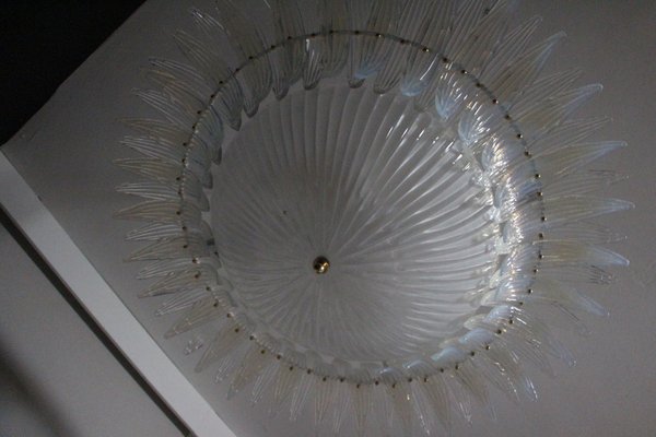 Iridescent and White Murano Glass Chandelier from Barovier & Toso, 1990s-YF-1408615