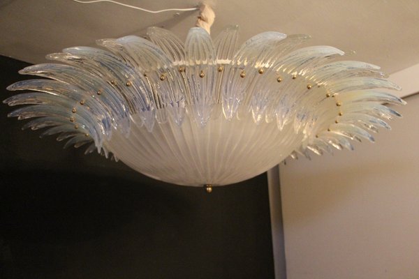 Iridescent and White Murano Glass Chandelier from Barovier & Toso, 1990s-YF-1408615