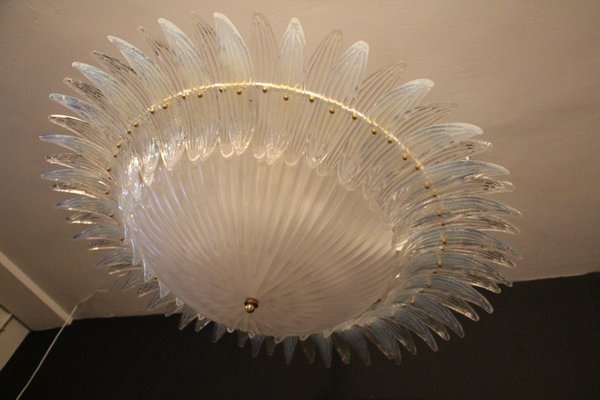 Iridescent and White Murano Glass Chandelier from Barovier & Toso, 1990s-YF-1408615