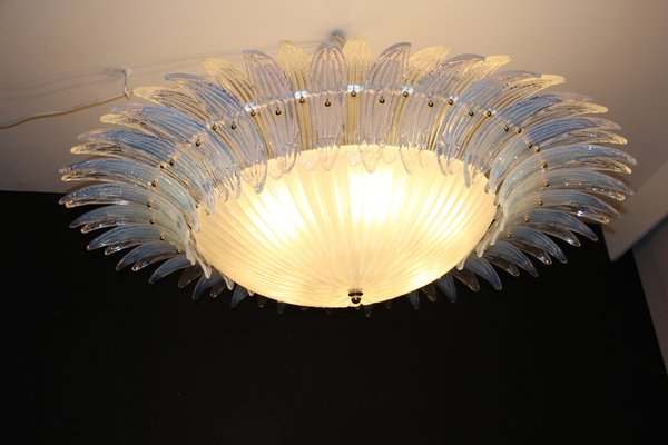 Iridescent and White Murano Glass Chandelier from Barovier & Toso, 1990s-YF-1408615