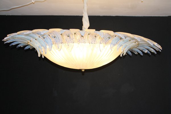 Iridescent and White Murano Glass Chandelier from Barovier & Toso, 1990s-YF-1408615