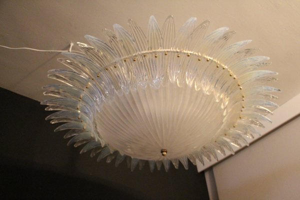 Iridescent and White Murano Glass Chandelier from Barovier & Toso, 1990s-YF-1408615