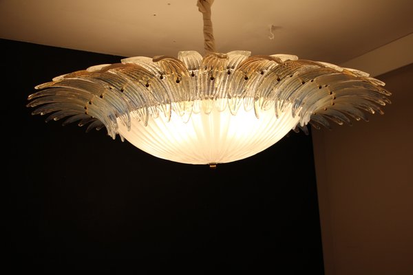 Iridescent and White Murano Glass Chandelier from Barovier & Toso, 1990s-YF-1408615