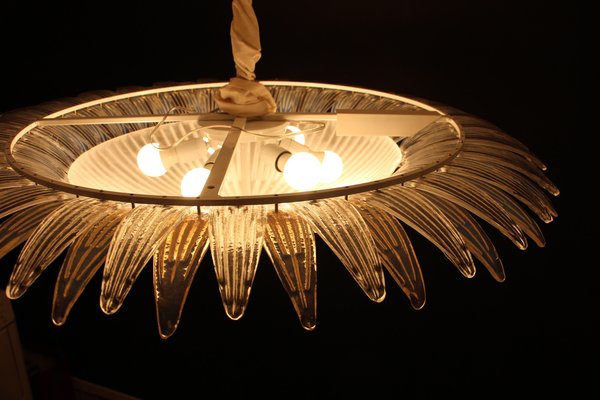 Iridescent and White Murano Glass Chandelier from Barovier & Toso, 1990s-YF-1408615