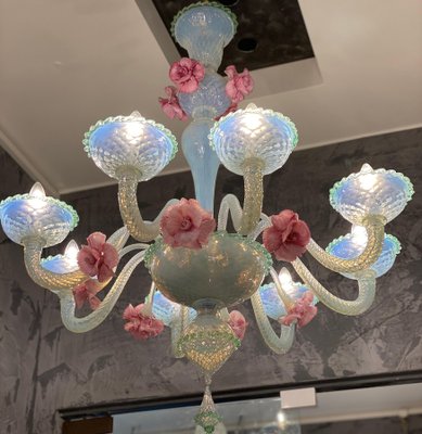 Iridescent Murano Glass Chandelier, Venice, 1960s-MBH-1032527