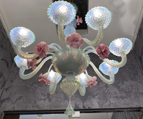 Iridescent Murano Glass Chandelier, Venice, 1960s-MBH-1032527