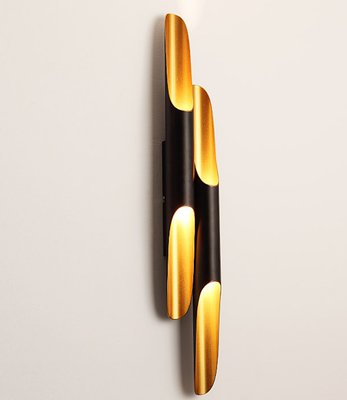 Iron and Black Brass-Plated Lacquered Sconce, 1970s-NUO-1348919