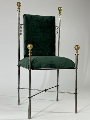 Iron and Brass Chair in the style of Maison Jansens, 1960s-MTU-1761758