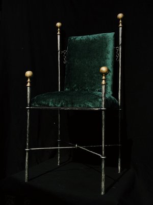 Iron and Brass Chair in the style of Maison Jansens, 1960s-MTU-1761758