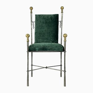 Iron and Brass Chair in the style of Maison Jansens, 1960s-MTU-1761758