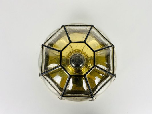 Iron and Bubble Glass Flush Mount from Glashütte Limburg, 1960s-PUK-913187