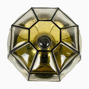 Iron and Bubble Glass Flush Mount from Glashütte Limburg, 1960s-PUK-913187