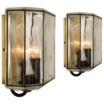 Iron and Bubble Glass Wall Lamps from Glashütte Limburg, Germany, 1960s-VDW-829162