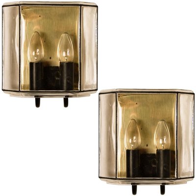 Iron and Bubble Glass Wall Lamps from Glashütte Limburg, Germany, 1960s-VDW-829162