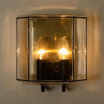 Iron and Bubble Glass Wall Lamps from Glashütte Limburg, Germany, 1960s-VDW-829162