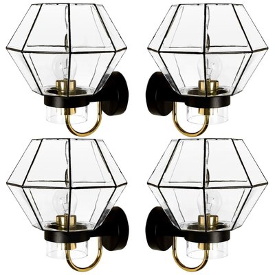 Iron and Clear Glass Wall Light from Glashütte Limburg, 1960-VDW-824894