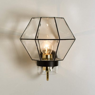 Iron and Clear Glass Wall Light from Glashütte Limburg, 1960-VDW-824894