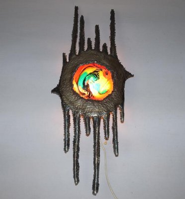 Iron and Glass Wall Lamp, 1950s-TZ-546853