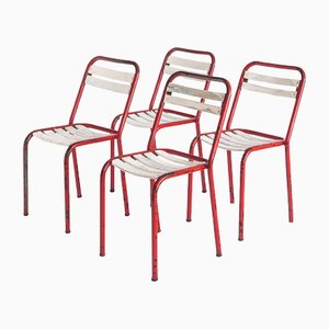 Iron and Wood Chairs in the Style of Tolix, France, 1950s, Set of 4-ZFJ-1364593