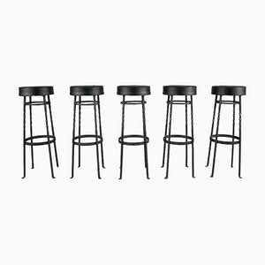 Iron Bar Stools, 1950s, Set of 5-KQB-1425180