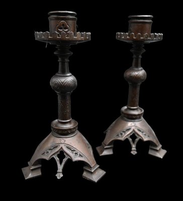 Iron Candlesticks by C.J. Vombach, Frankfurt, Germany, 1880s, Set of 2-RIK-1764101