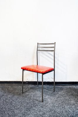 Iron Chairs with Wooden Tips and Leather Seats, 1960s, Set of 2-VCV-1771334