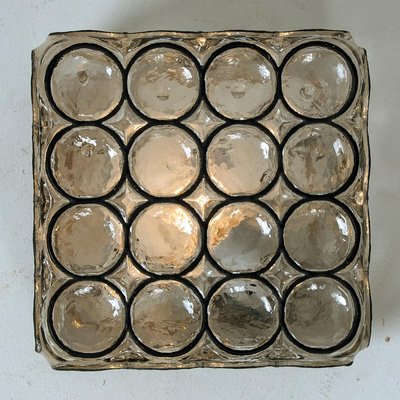 Iron & Glass Square Flush Mount Wall Light from Limburg, 1960s-VDW-824900