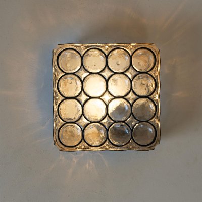 Iron & Glass Square Flush Mount Wall Light from Limburg, 1960s-VDW-824900