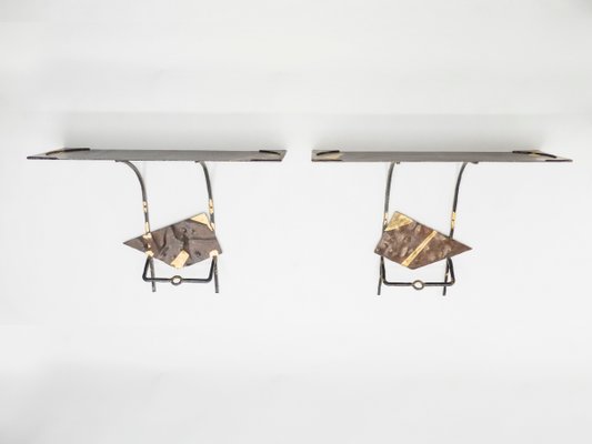 Iron & Gold Leaf Console Table by Jean-Jacques Argueyrolles, 1990s-YJA-837952