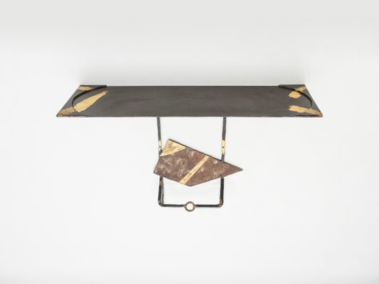 Iron & Gold Leaf Console Table by Jean-Jacques Argueyrolles, 1990s-YJA-837952