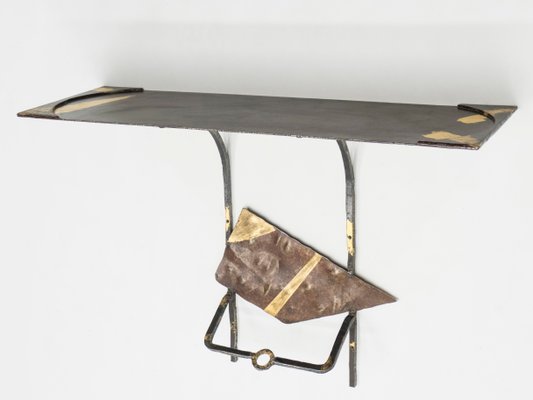 Iron & Gold Leaf Console Table by Jean-Jacques Argueyrolles, 1990s-YJA-837952