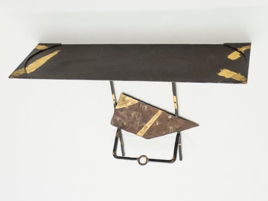 Iron & Gold Leaf Console Table by Jean-Jacques Argueyrolles, 1990s-YJA-837952