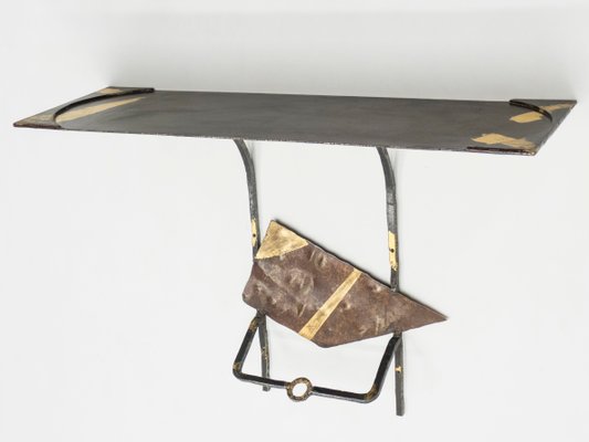 Iron & Gold Leaf Console Table by Jean-Jacques Argueyrolles, 1990s-YJA-837952