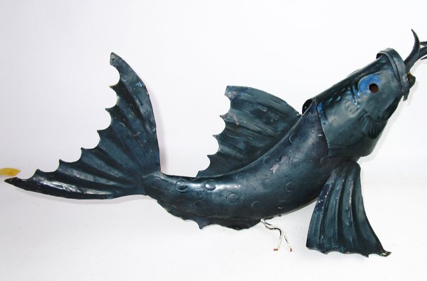 Iron Sculptural Koi Fish Sconce, 1950s-ZVO-602553