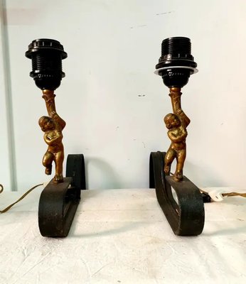 Iron Structure Cherub Sconces, 1970s, Set of 2-ODB-882999