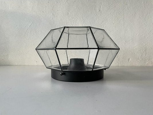 Iron & Structured Glass Sconce or Flush Mount from Limburg, Germany, 1960s-RDS-1188663