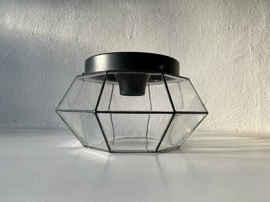 Iron & Structured Glass Sconce or Flush Mount from Limburg, Germany, 1960s-RDS-1188663