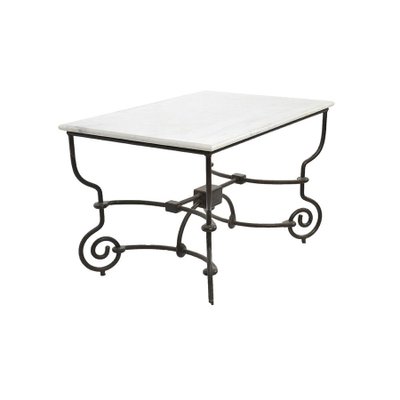 Iron Table with Marble Top-NQ-1124739