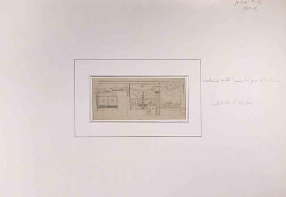 Isidore Pils, Summer Triclinium, Drawing in Pencil, 19th Century-ZCI-1788615