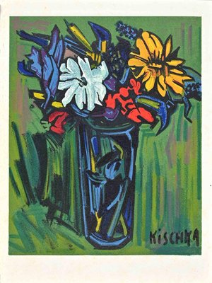 Isis Kischka, Still Life with Flowers, Original Lithograph, 20th-Century-ZCI-1261063