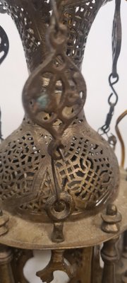 Islamic Lantern Hanging Light in Pierced Brass in the style of Moresco-RPW-1702447