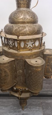 Islamic Lantern Hanging Light in Pierced Brass in the style of Moresco-RPW-1702447