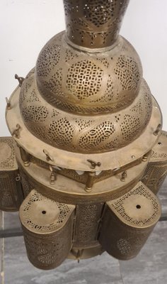 Islamic Lantern Hanging Light in Pierced Brass in the style of Moresco-RPW-1702447