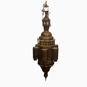 Islamic Lantern Hanging Light in Pierced Brass in the style of Moresco-RPW-1702447