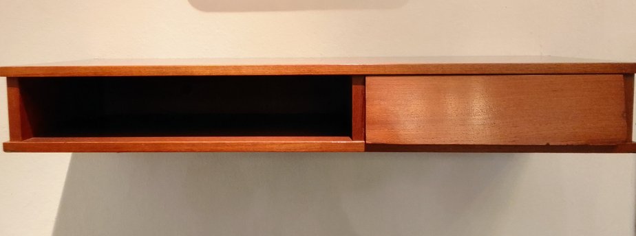 Italan Shelf in Teak with Mirror, 1950s, Set of 2-QZG-1334656