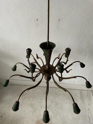 Italian 15-Armed Sputnik Chandelier in Brass, Italy, 1950s-RDS-1453400