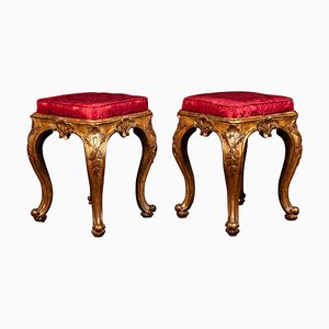 Italian 18th Century Gilt-Wood Stools, 1750s, Set of 2-MBH-1031991