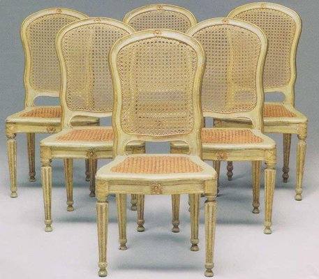 Italian 18th Century Painted and Parcel-Gilt Chairs, Set of 6-MBH-1032115