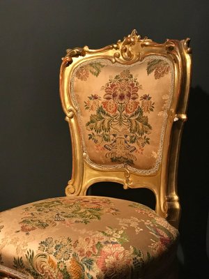 Italian 19th Century Gilt Living Room Set with Sofà and Armchairs, Set of 3-MBH-1032164